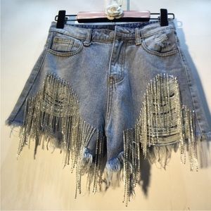 Rhinestone Denim Shorts- Brand New